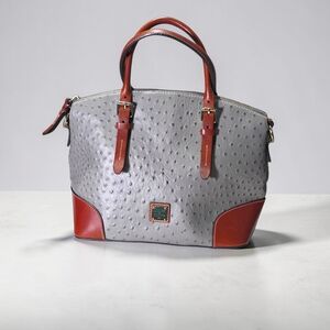 Dooney & Bourke Ostrich Embossed Gray Leather Satchel Missing Strap